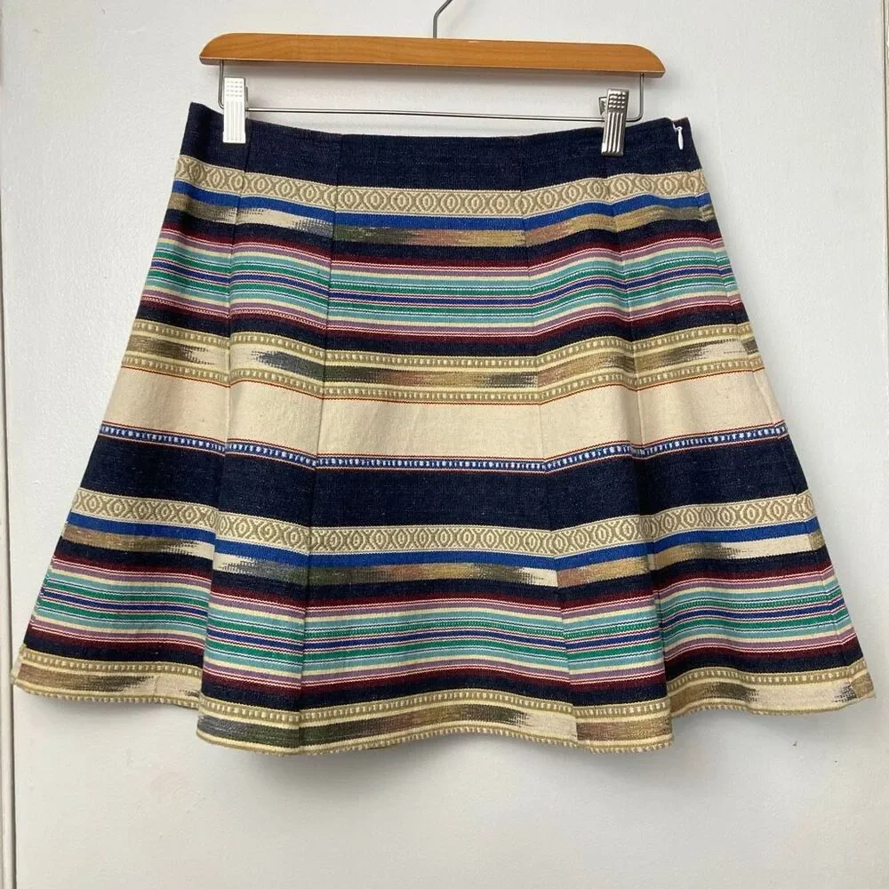 NWT Anthropologie Chloe Oliver Hayley‎ Skater Mini Skirt Multicolor Striped sz 6